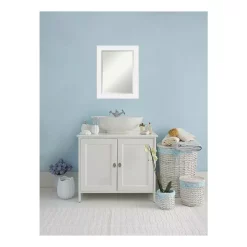 Mirrors Amanti Art Corvino 23 In. W X 29 In. H Framed Rectangular Beveled Edge Bathroom Vanity Mirror In Satin White -SAFAVIEH Shop satin white amanti art mirrors dsw4016469 31 1000