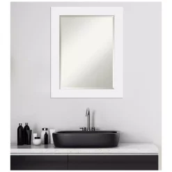 Mirrors Amanti Art Corvino 23 In. W X 29 In. H Framed Rectangular Beveled Edge Bathroom Vanity Mirror In Satin White -SAFAVIEH Shop satin white amanti art mirrors dsw4016469 44 1000