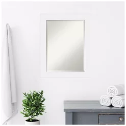 Mirrors Amanti Art Corvino 23 In. W X 29 In. H Framed Rectangular Beveled Edge Bathroom Vanity Mirror In Satin White -SAFAVIEH Shop satin white amanti art mirrors dsw4016469 76 1000