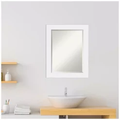 Mirrors Amanti Art Corvino 23 In. W X 29 In. H Framed Rectangular Beveled Edge Bathroom Vanity Mirror In Satin White -SAFAVIEH Shop satin white amanti art mirrors dsw4016469 fa 1000