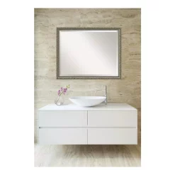 Mirrors Amanti Art Parisian 31 In. W X 25 In. H Framed Rectangular Bathroom Vanity Mirror In Silver -SAFAVIEH Shop silver amanti art mirrors dsw3572560 44 1000