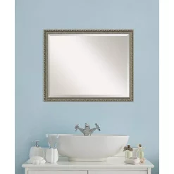 Mirrors Amanti Art Parisian 31 In. W X 25 In. H Framed Rectangular Bathroom Vanity Mirror In Silver