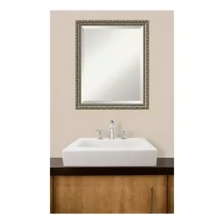 Mirrors Amanti Art Parisian 19 In. W X 23 In. H Framed Rectangular Beveled Edge Bathroom Vanity Mirror In Silver -SAFAVIEH Shop silver amanti art mirrors dsw3942002 44 1000