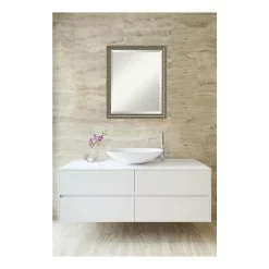 Mirrors Amanti Art Parisian 19 In. W X 23 In. H Framed Rectangular Beveled Edge Bathroom Vanity Mirror In Silver