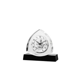 Table Clocks Bulova 6 In. H X 6.5 In. W Crystal Table Clock With Ebony Gloss Base