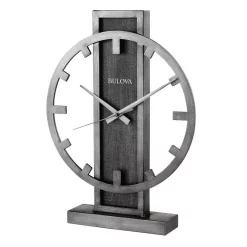 Table Clocks Bulova Contemporary Table Clock With Silver Tone Metal Case