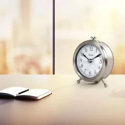 Table Clocks Equity By La Crosse Small 3 In. Metal Quartz Alarm Table Clock