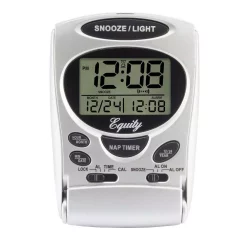 Table Clocks Equity By La Crosse Fold-Up Digital 2.70 In. LCD Travel Alarm Table Clock With Nap Timer And Backlight -SAFAVIEH Shop silver equity by la crosse table clocks 31300 76 1000