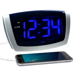 Table Clocks Equity By La Crosse Large 1.8 In. Blue LED Electric Alarm Table Clock With USB Port -SAFAVIEH Shop silver equity by la crosse table clocks 75904 4f 1000
