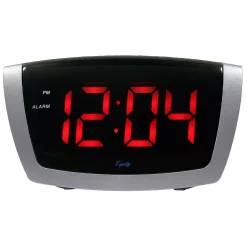 Table Clocks Equity By La Crosse 7.25 In. X 3.9 In. Red LED Alarm Clock With HI/LO Dimmer