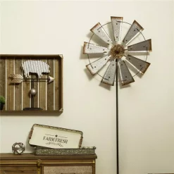 Wall Signs Glitzhome 69.4 In. H Farmhouse Metal Galvanized Wind Spinner Yard Stake Or Wall Decor -SAFAVIEH Shop silver glitzhome wall signs gh1512004180 44 1000