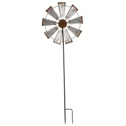 Wall Signs Glitzhome 69.4 In. H Farmhouse Metal Galvanized Wind Spinner Yard Stake Or Wall Decor