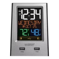 Table Clocks La Crosse Technology Desktop Dual USB Charging Station With Alarm & Nap Timer -SAFAVIEH Shop silver la crosse technology table clocks 617 1614 1f 1000