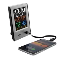 Table Clocks La Crosse Technology Desktop Dual USB Charging Station With Alarm & Nap Timer -SAFAVIEH Shop silver la crosse technology table clocks 617 1614 4f 1000