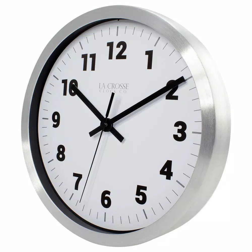 Wall Clocks La Crosse Technology 10 In. H Silver Metal Analog Wall Clock With White Dial 4 Wall Clocks La Crosse Technology 10 In. H Silver Metal Analog Wall Clock With White Dial - Image 2