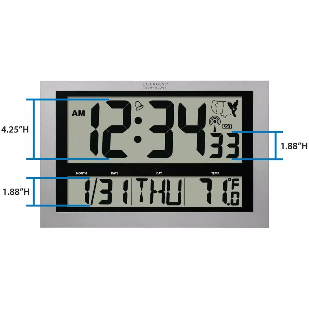 Wall Clocks La Crosse Technology Jumbo Digital Atomic Wall Clock With Temperature 4 Wall Clocks La Crosse Technology Jumbo Digital Atomic Wall Clock With Temperature - Image 2