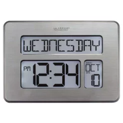Wall Clocks La Crosse Technology Atomic Full Calendar Digital Clock With Extra Large Digits – Perfect Gift For The Elderly -SAFAVIEH Shop silver la crosse technology wall clocks c86279 76 1000