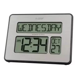 Wall Clocks La Crosse Technology Atomic Full Calendar Digital Clock With Extra Large Digits – Perfect Gift For The Elderly -SAFAVIEH Shop silver la crosse technology wall clocks c86279 c3 1000