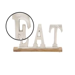 Decorative Letters LITTON LANE 14 In. Silver Aluminum And Oak Brown Wood EAT Standing Sign -SAFAVIEH Shop silver litton lane decorative letters 37570 4f 1000