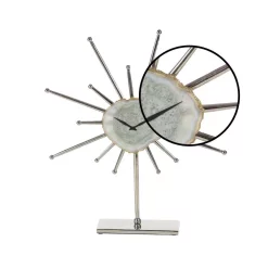 Table Clocks LITTON LANE Silver Agate Stone And Aluminum Star Sculpture Clock With Gold And Green Highlights 7 Table Clocks LITTON LANE Silver Agate Stone And Aluminum Star Sculpture Clock With Gold And Green Highlights -SAFAVIEH Shop silver litton lane table clocks 42237 4f 1000