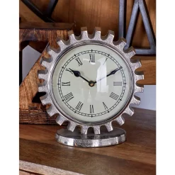 Table Clocks LITTON LANE Vintage Silver Gear Table Clock -SAFAVIEH Shop silver litton lane table clocks 68957 31 1000