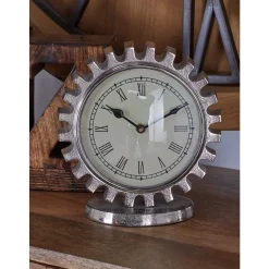Table Clocks LITTON LANE Vintage Silver Gear Table Clock
