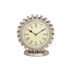 Table Clocks LITTON LANE Vintage Silver Gear Table Clock -SAFAVIEH Shop silver litton lane table clocks 68957 c3 1000