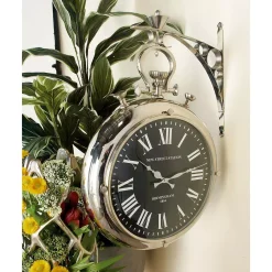 Wall Clocks LITTON LANE 22 In. X 16 In. Vintage Pocket-Watch-Style Suspended Wall Clock -SAFAVIEH Shop silver litton lane wall clocks 40624 31 1000