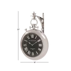 Wall Clocks LITTON LANE 22 In. X 16 In. Vintage Pocket-Watch-Style Suspended Wall Clock -SAFAVIEH Shop silver litton lane wall clocks 40624 44 1000