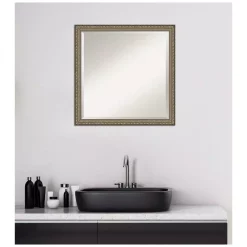 Mirrors Amanti Art Parisian 22 In. W X 22 In. H Framed Square Beveled Edge Bathroom Vanity Mirror In Silver Pewter -SAFAVIEH Shop silver pewter amanti art mirrors dsw4404650 fa 1000