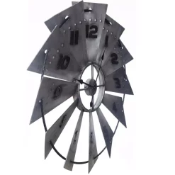 Wall Clocks Pinnacle Windmill Galvanized Metal Silver Wall Clock -SAFAVIEH Shop silver pinnacle wall clocks 18fp1436e 1f 1000