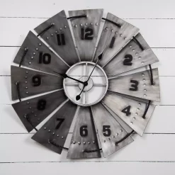 Wall Clocks Pinnacle Windmill Galvanized Metal Silver Wall Clock