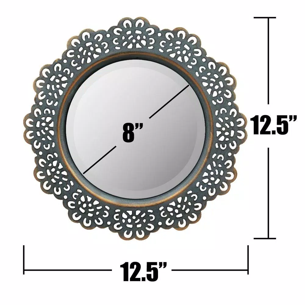 Wall Mirrors Stonebriar Collection Small Round Blue Casual Mirror (12.5 In. H X 12.5 In. W) 6 Wall Mirrors Stonebriar Collection Small Round Blue Casual Mirror (12.5 In. H X 12.5 In. W) - Image 4