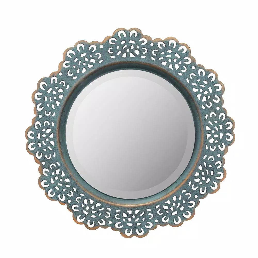 Wall Mirrors Stonebriar Collection Small Round Blue Casual Mirror (12.5 In. H X 12.5 In. W) 5 Wall Mirrors Stonebriar Collection Small Round Blue Casual Mirror (12.5 In. H X 12.5 In. W) - Image 3