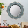 Wall Mirrors Stonebriar Collection Small Round Blue Casual Mirror (12.5 In. H X 12.5 In. W)