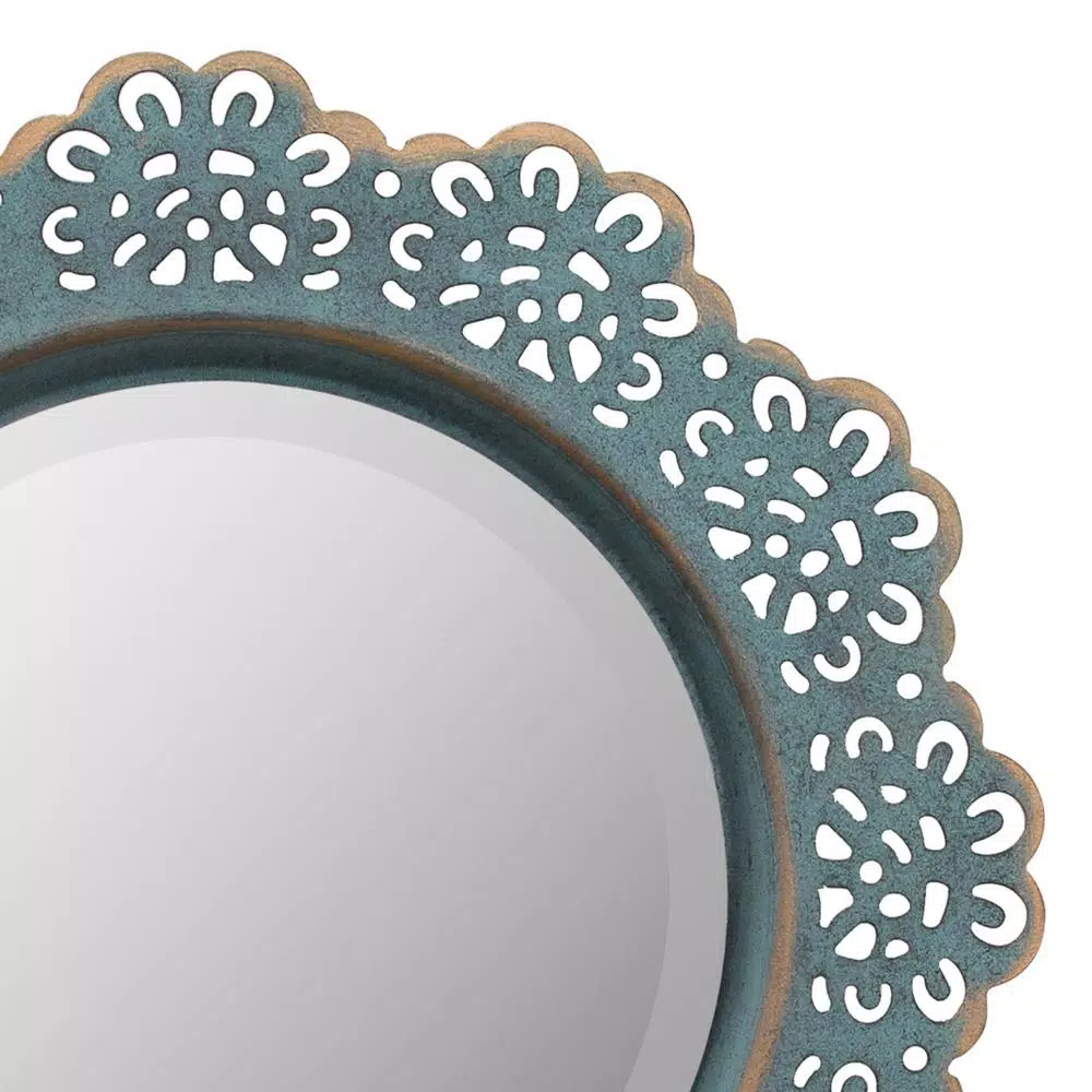 Wall Mirrors Stonebriar Collection Small Round Blue Casual Mirror (12.5 In. H X 12.5 In. W) 4 Wall Mirrors Stonebriar Collection Small Round Blue Casual Mirror (12.5 In. H X 12.5 In. W) - Image 2