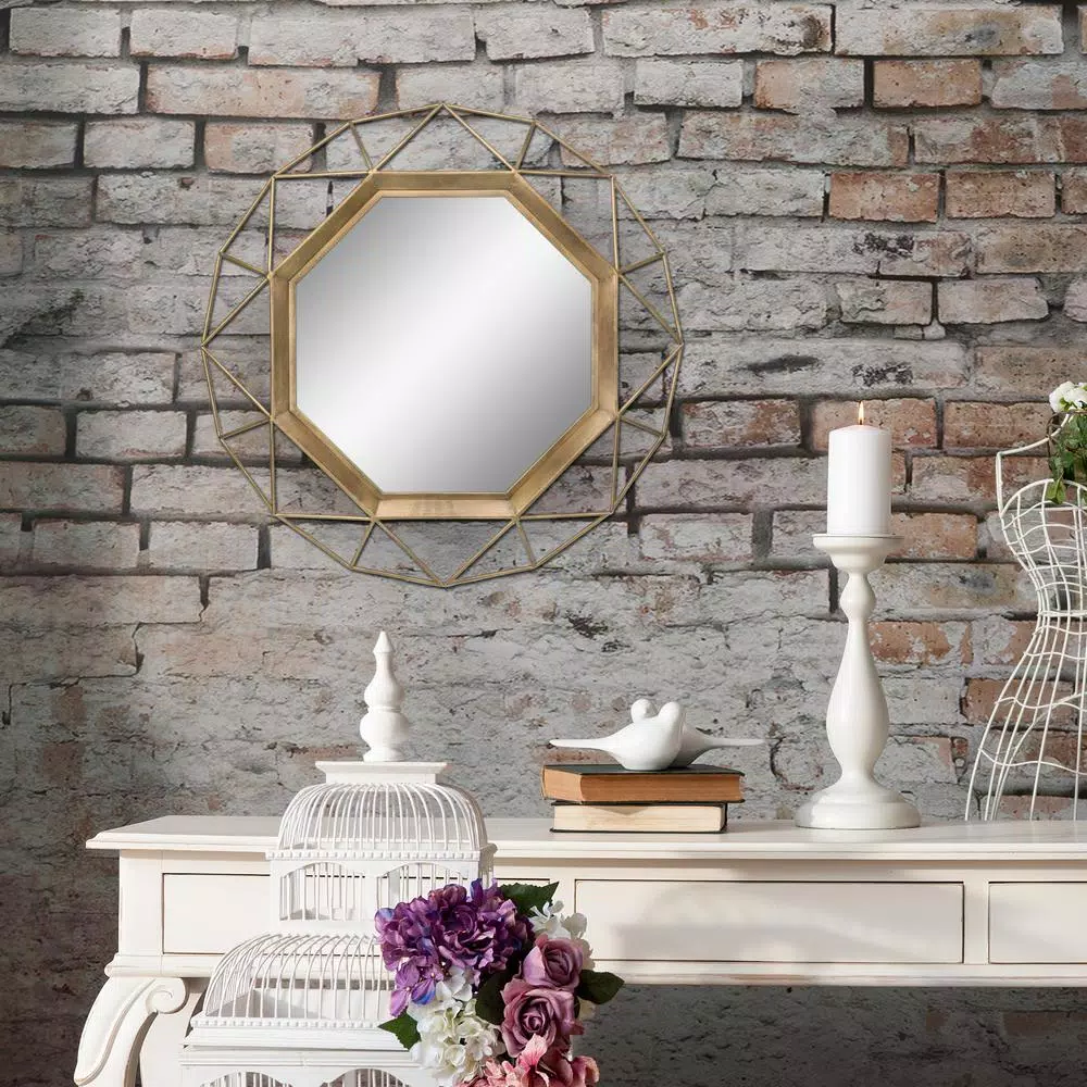 Wall Mirrors Stonebriar Collection Medium Round Gold Art Deco Mirror (29.75 In. H X 29.75 In. W) 7 Wall Mirrors Stonebriar Collection Medium Round Gold Art Deco Mirror (29.75 In. H X 29.75 In. W) - Image 5