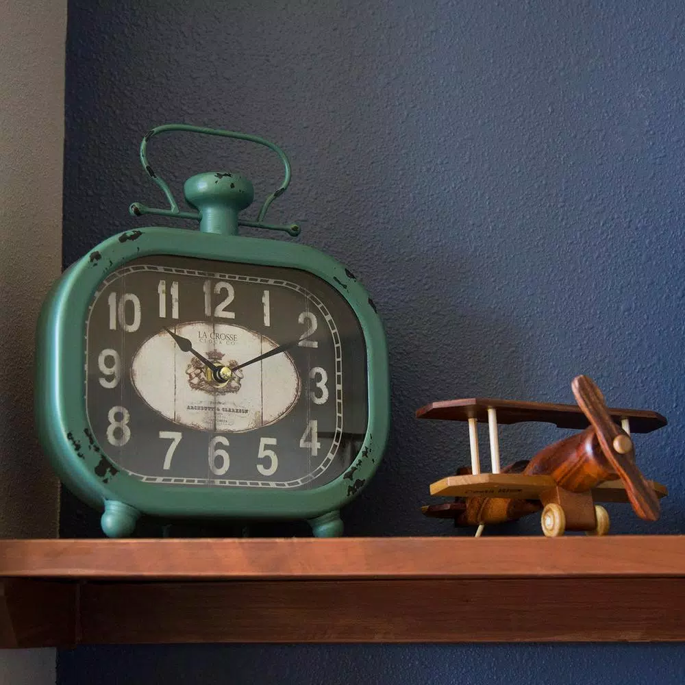 Table Clocks La Crosse Technology Distressed Teal Metal Decorative Clock 7 Table Clocks La Crosse Technology Distressed Teal Metal Decorative Clock - Image 5