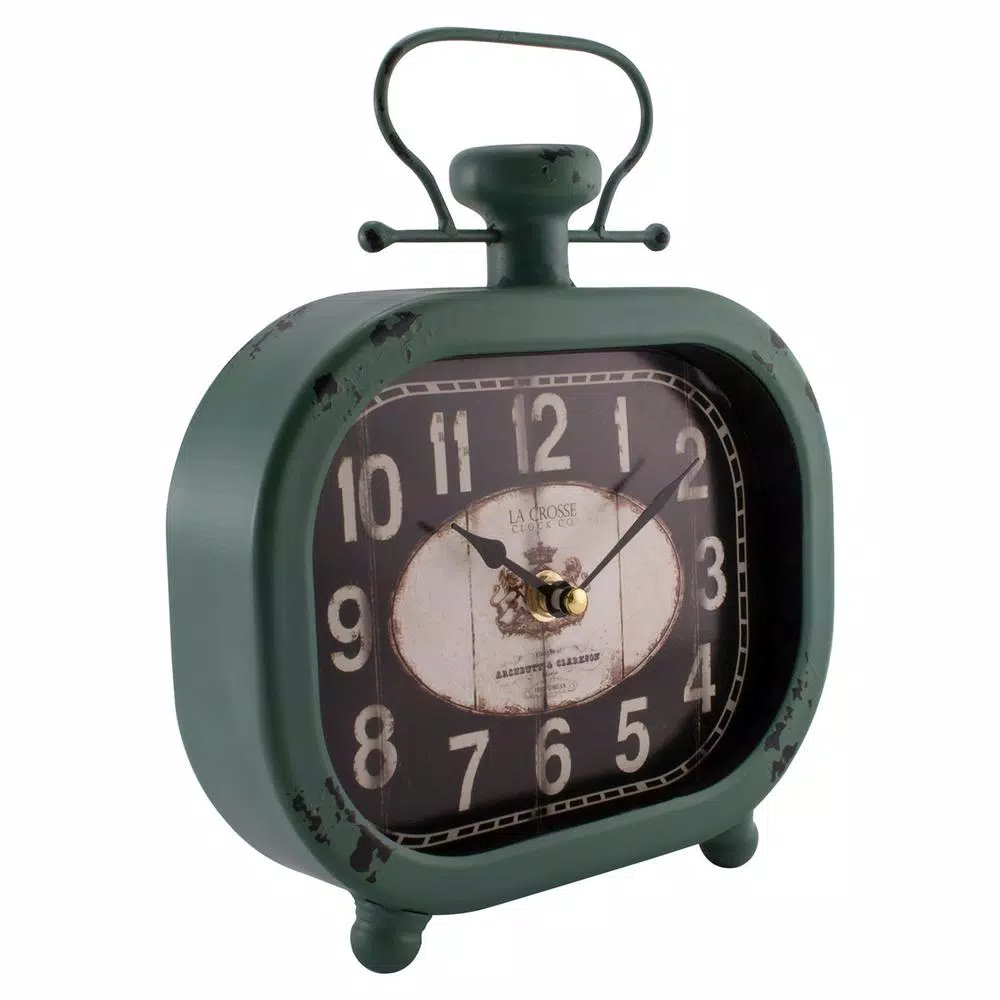 Table Clocks La Crosse Technology Distressed Teal Metal Decorative Clock 4 Table Clocks La Crosse Technology Distressed Teal Metal Decorative Clock - Image 2