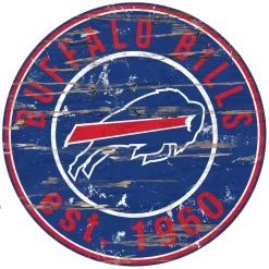 Wall Signs Adventure Furniture 24″ NFL Buffalo Bills Round Distressed Sign