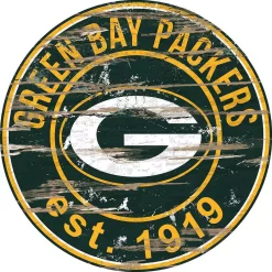Wall Signs Adventure Furniture 24″ NFL Green Bay Packers Round Distressed Sign