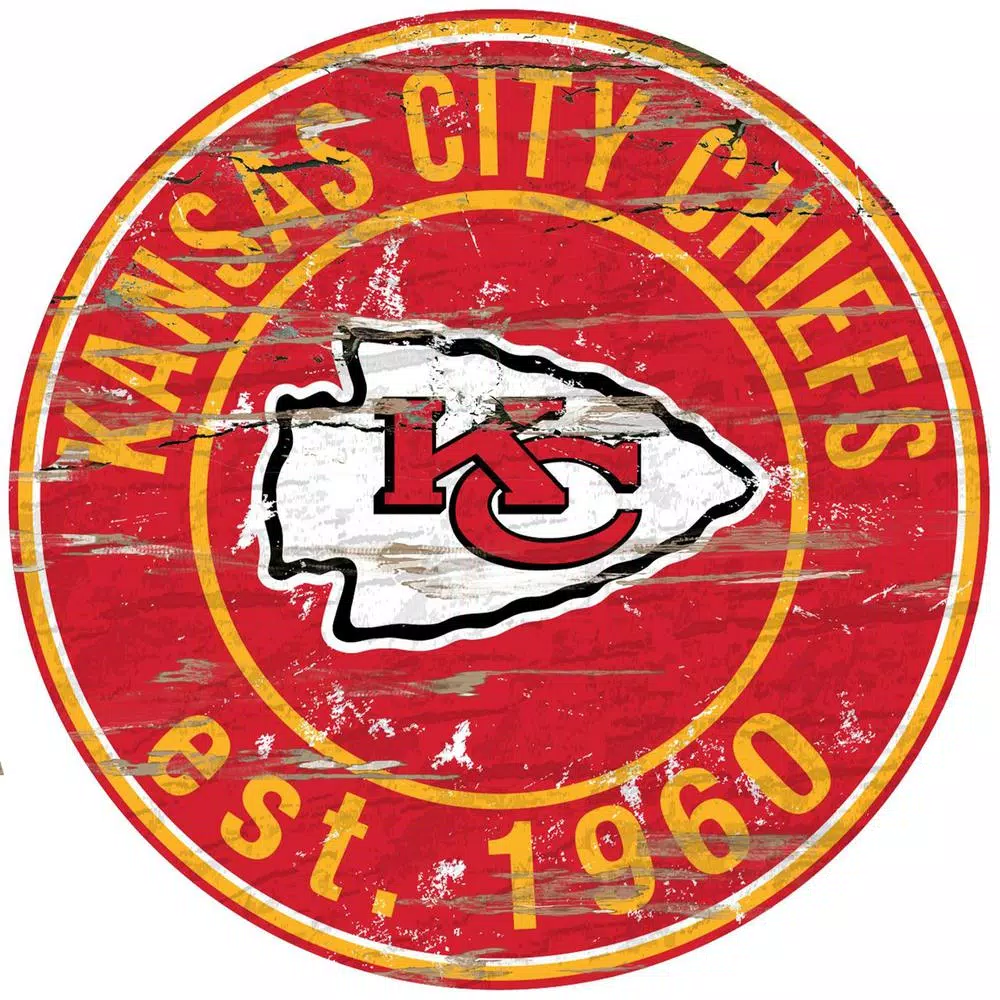 Wall Signs Adventure Furniture 24″ NFL Kansas City Chiefs Round Distressed Sign 3 Wall Signs Adventure Furniture 24″ NFL Kansas City Chiefs Round Distressed Sign