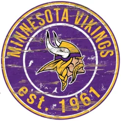 Wall Signs Adventure Furniture 24″ NFL Minnesota Vikings Round Distressed Sign