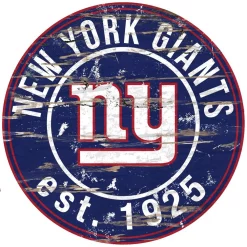 Wall Signs Adventure Furniture 24″ NFL New York Giants Round Distressed Sign