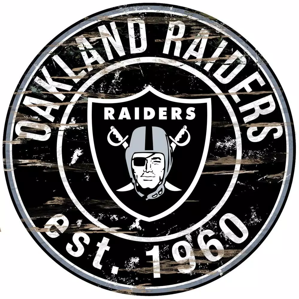 Wall Signs Adventure Furniture 24″ NFL Oakland Raiders Round Distressed Sign 3 Wall Signs Adventure Furniture 24″ NFL Oakland Raiders Round Distressed Sign