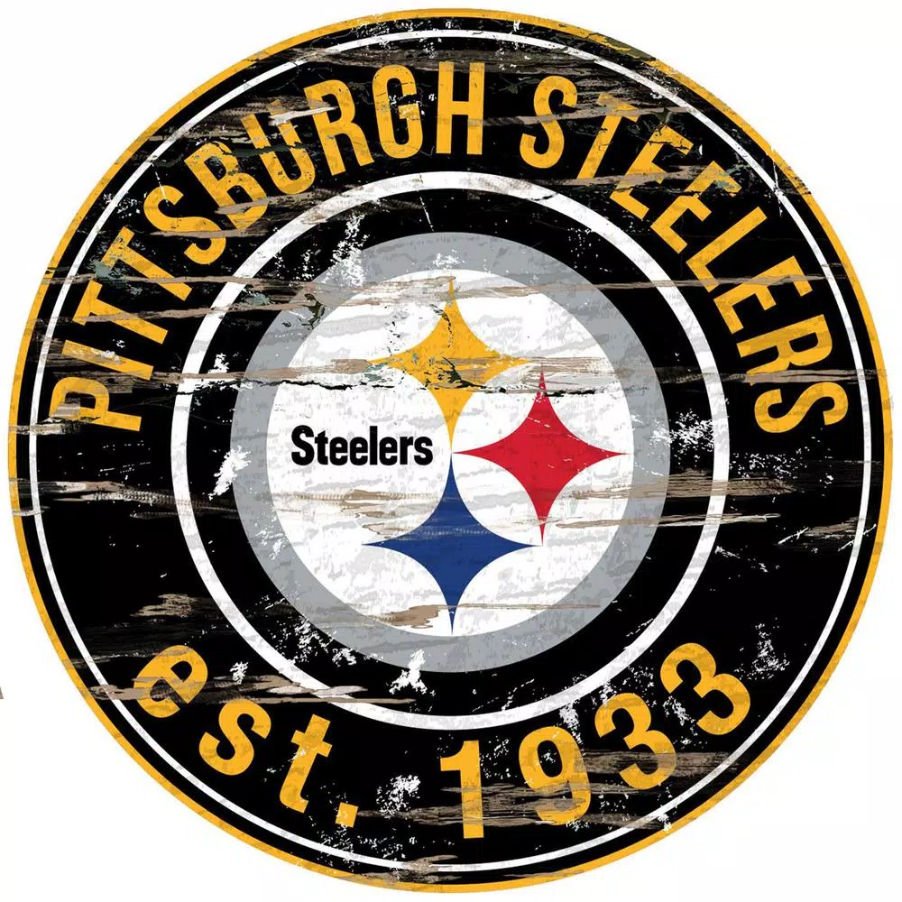 Wall Signs Adventure Furniture 24″ NFL Pittsburgh Steelers Round Distressed Sign 3 Wall Signs Adventure Furniture 24″ NFL Pittsburgh Steelers Round Distressed Sign