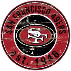 Wall Signs Adventure Furniture 24″ NFL San Francisco 49ers Round Distressed Sign