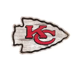 Wall Signs Adventure Furniture NFL Indoor Kansas City Chiefs Distressed Logo Cutout Wood Sign