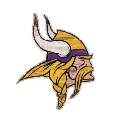 Wall Signs Adventure Furniture NFL Indoor Minnesota Vikings Distressed Logo Cutout Wood Sign