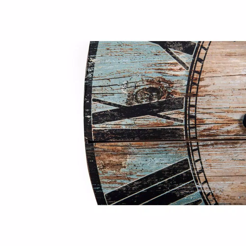 Wall Clocks 3R Studios Turquoise Oval Wood Wall Clock 5 Wall Clocks 3R Studios Turquoise Oval Wood Wall Clock - Image 3
